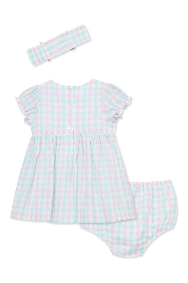 Plaid Puff Sleeve Dress, Bloomers & Headband Set, Alternate, color, WHITE/ PINK