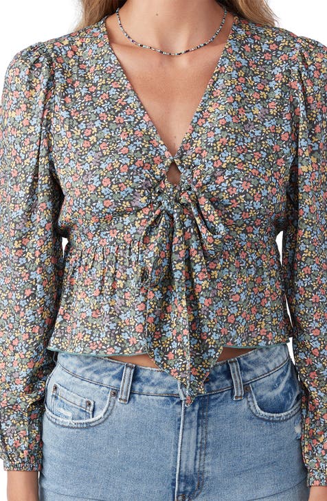 Audrey Floral Print Tie Front Blouse