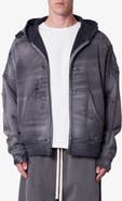 mnml Distressed Thermal Lined ZIp Hoodie