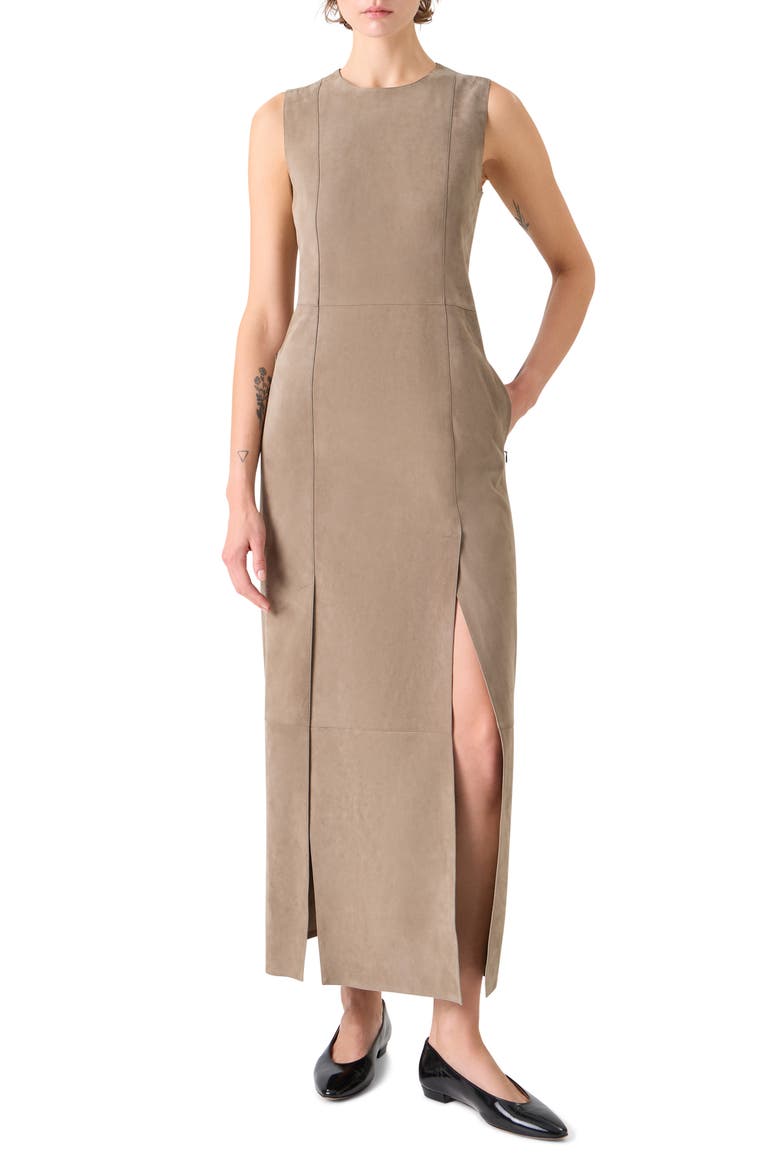 Suede Column Dress, Main, color, TAUPE