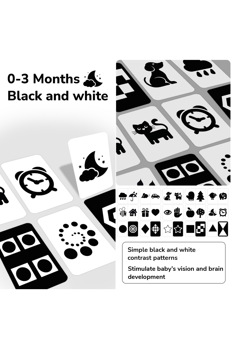 Educational Kids Flash Cards - High Contrast & Vocabulary, Alternate, color, SET 2