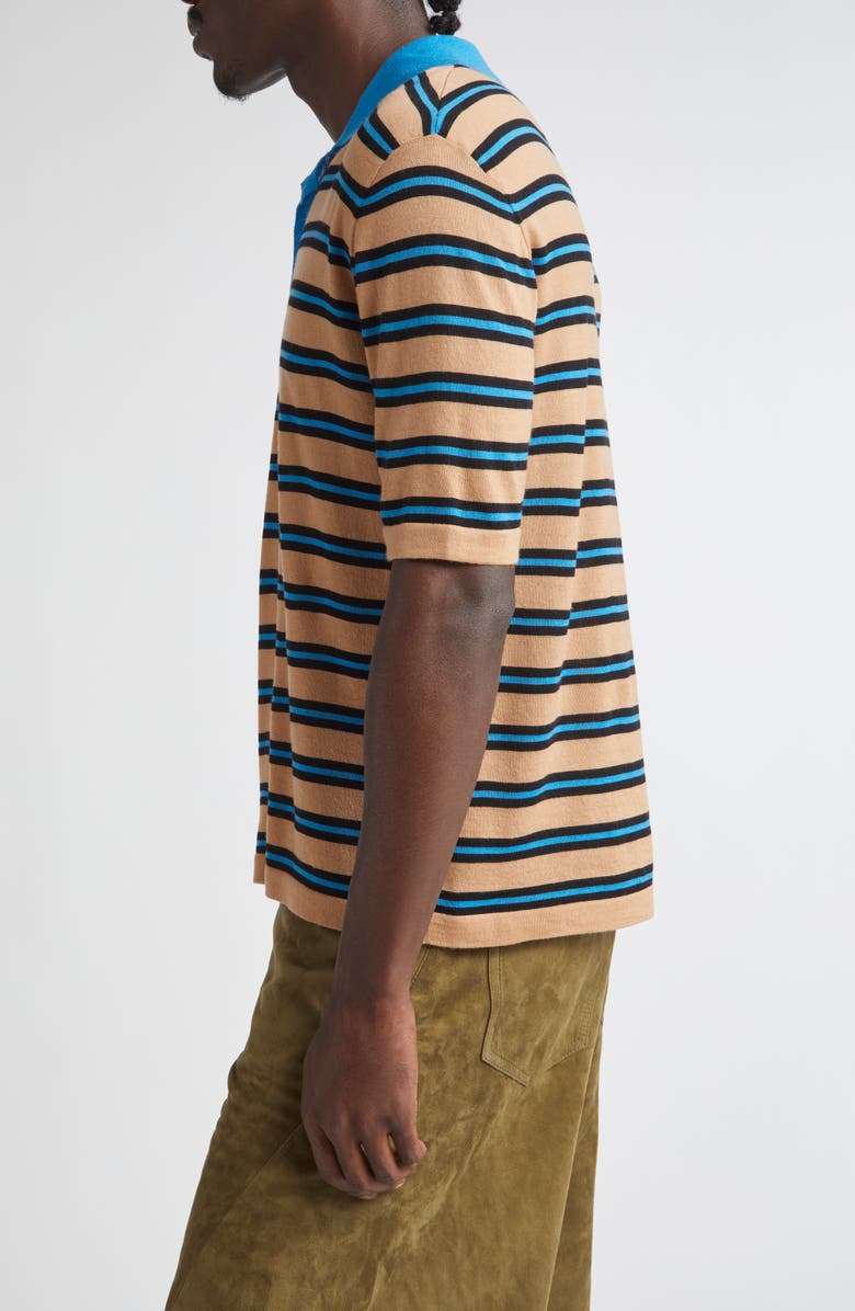 Marni Stripe Virgin Wool Polo, Alternate, color, Caramel