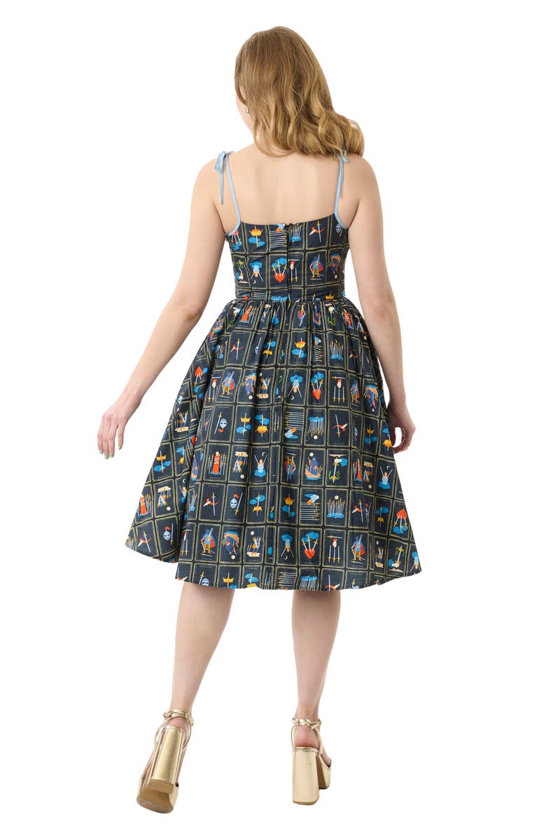 Unique Vintage 1950s Cotton Swing Dress, Alternate, color, Black