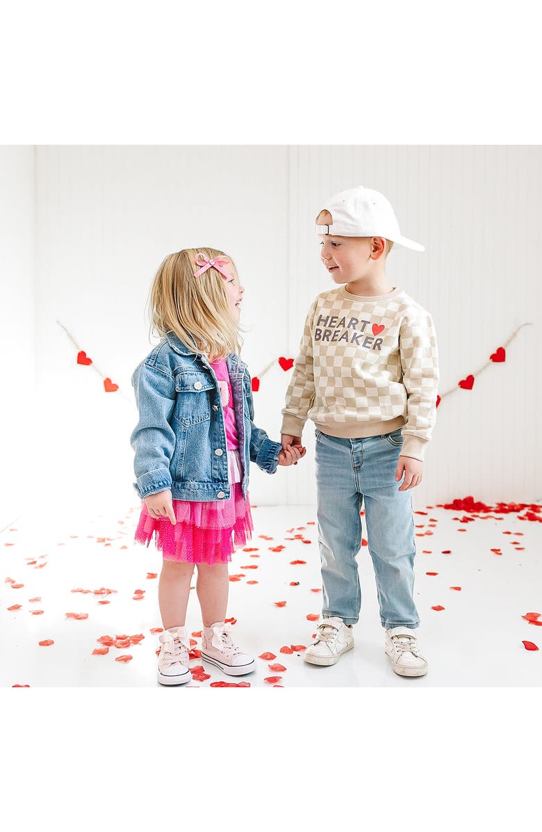 Sweet Wink Love Script Patch Valentine's Day Denim Jacket, Alternate, color, Denim