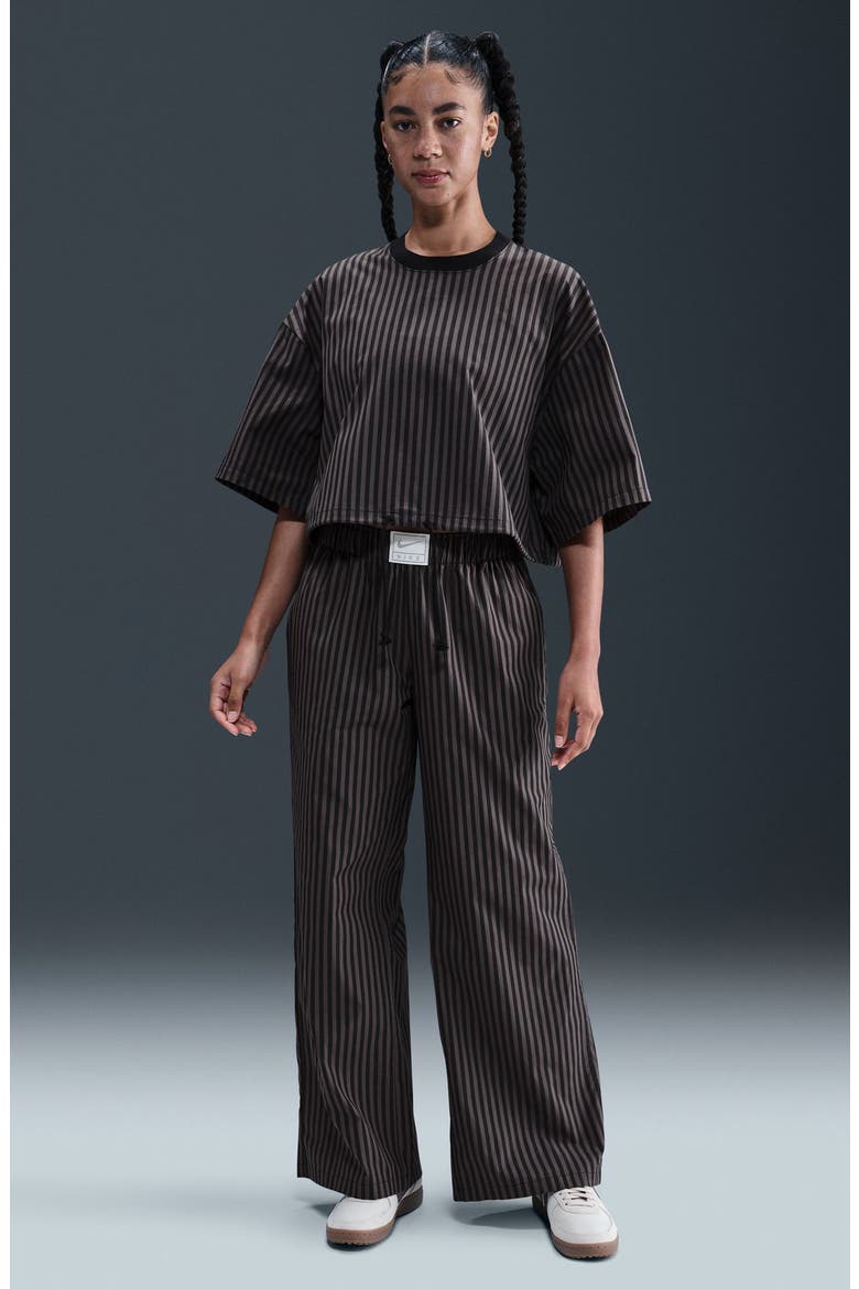 Sportswear Stripe Cotton Poplin Shirt, Alternate, color, BLACK/ THUNDER GREY/ BLACK