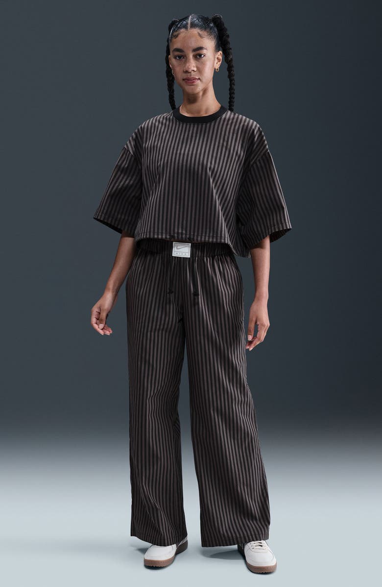 Nike Sportswear Stripe Cotton Poplin Shirt, Alternate, color, Black/ Thunder Grey/ Black