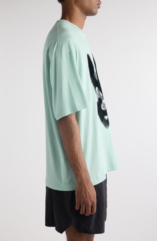 Acne Studios Heart Logo Cotton & Hemp Graphic T-shirt In Sea Foam Green