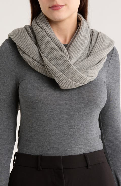 Cashmere Ribbed Wrap Scarf
