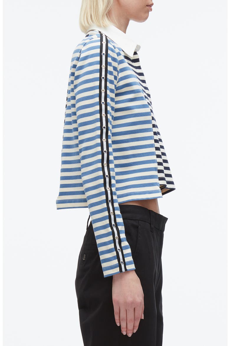 Stripe Long Sleeve Cotton Polo Shirt, Alternate, color, MIDNIGHT MULTI