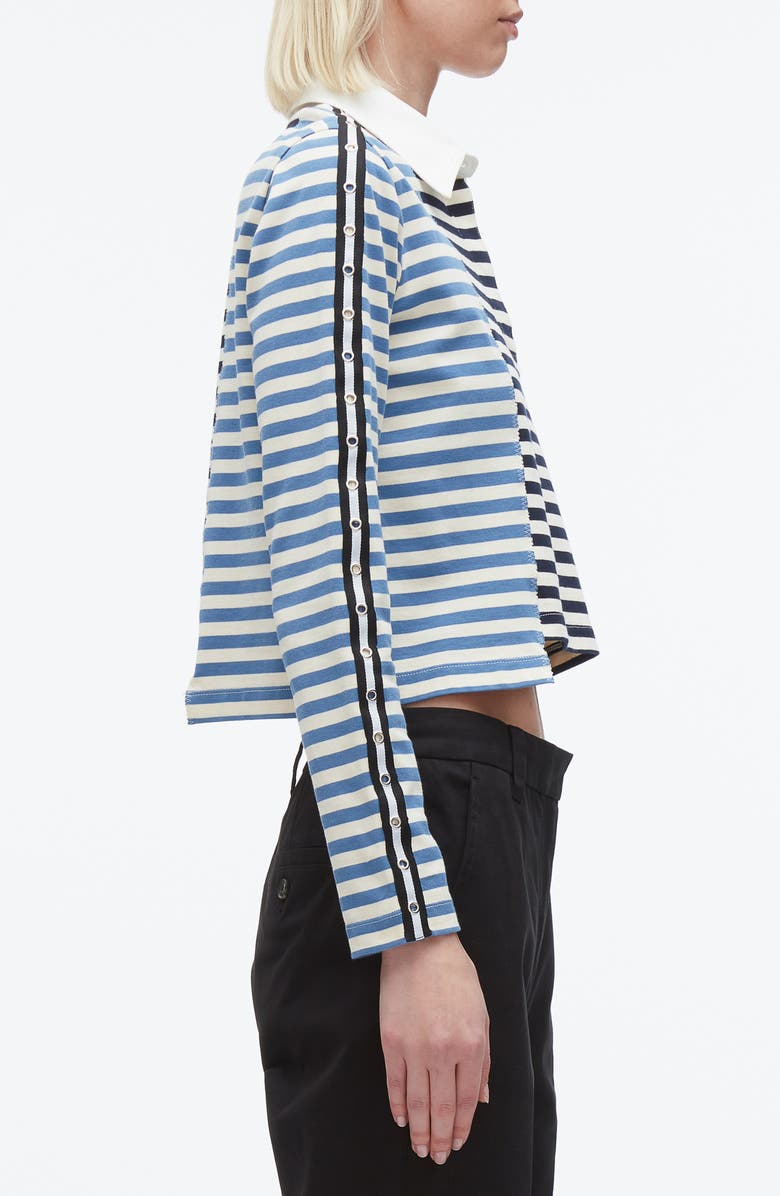 3.1 Phillip Lim Stripe Long Sleeve Cotton Polo Shirt, Alternate, color, Midnight Multi