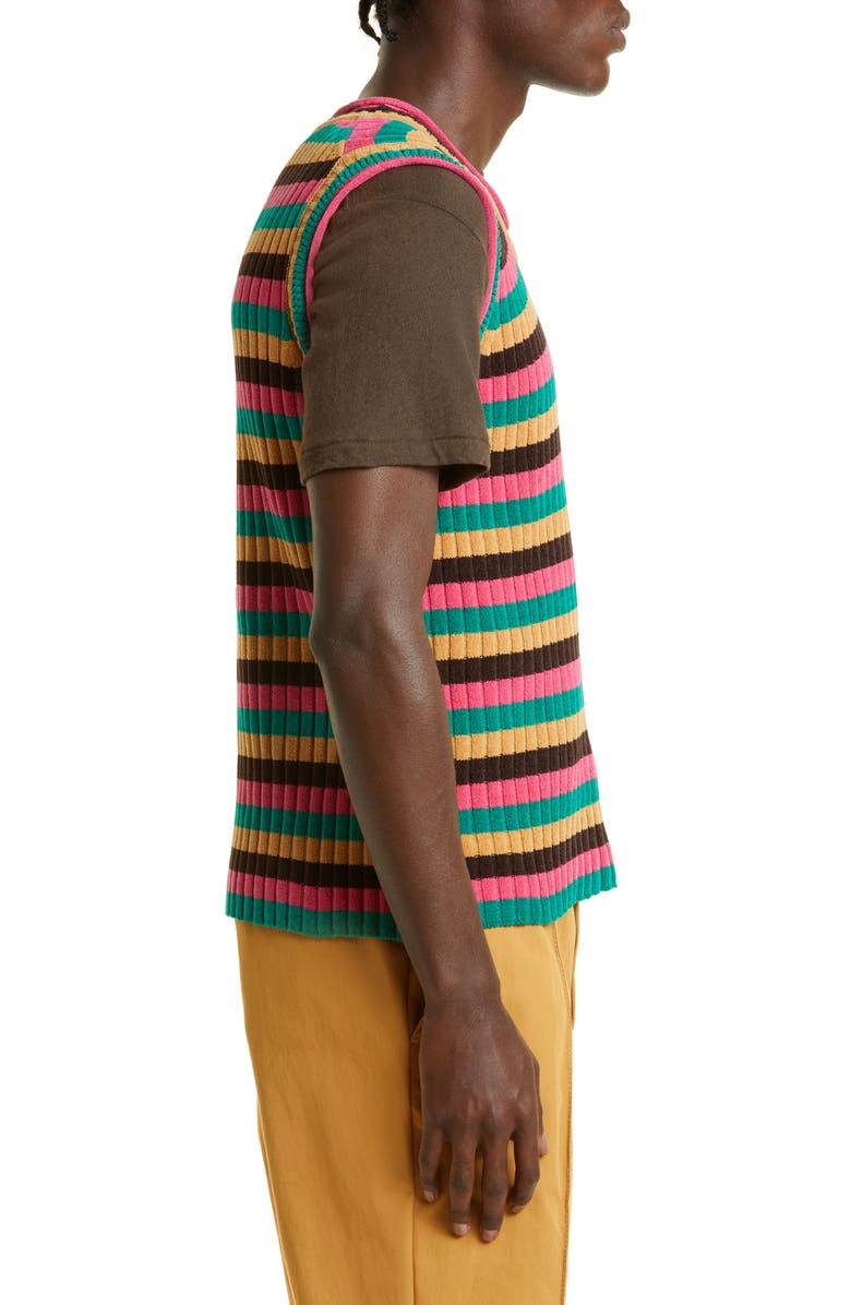 Wales Bonner Men's Swing Stripe Rib Cotton Sweater Vest, Alternate, color, 