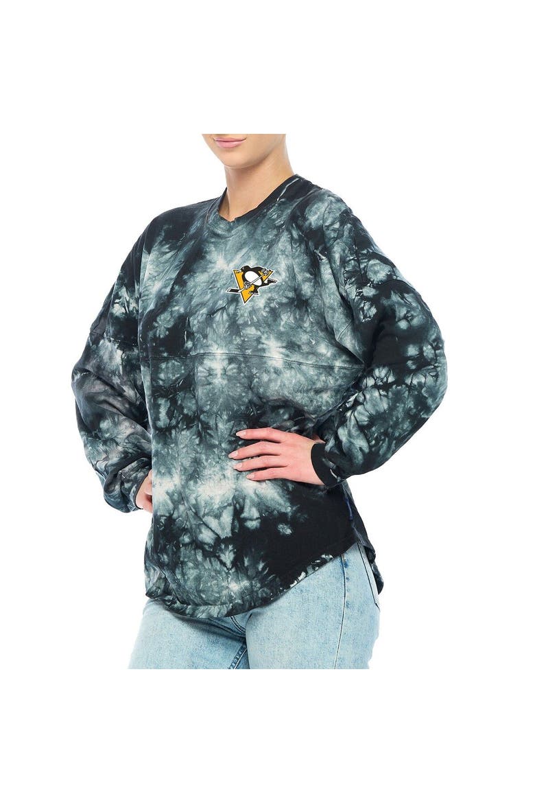 Women's Fanatics Branded Black Pittsburgh Penguins Crystal-Dye Long Sleeve T-Shirt, Alternate, color, Black