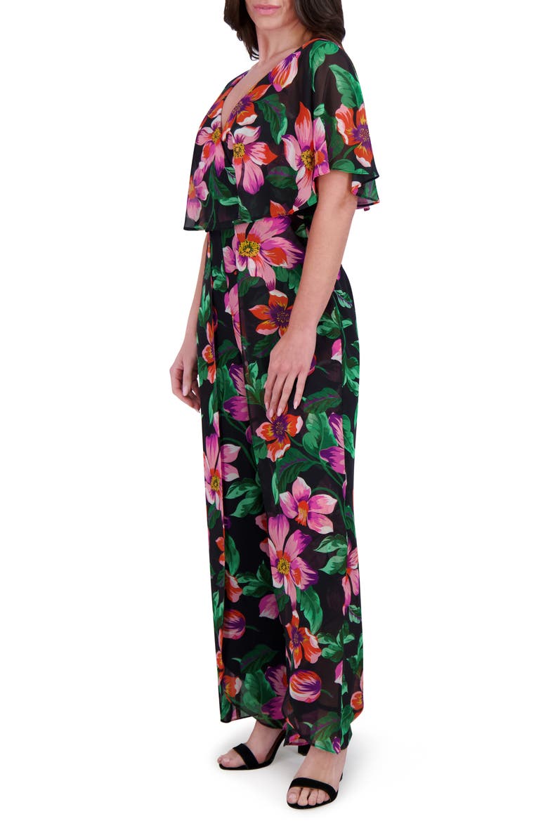 Kensie Floral Print Jumpsuit, Alternate, color, Black Multi