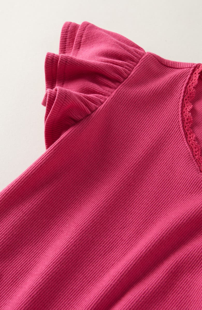 Nordstrom Kids' Rib Flutter Sleeve T-Shirt, Alternate, color, Pink Berry
