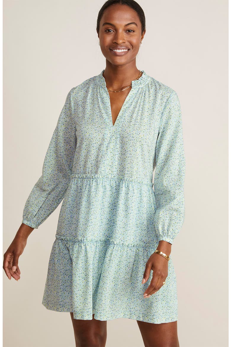 Print Long Sleeve Tiered Dress, Alternate, color, TINY FLORAL-JAKEBLUE