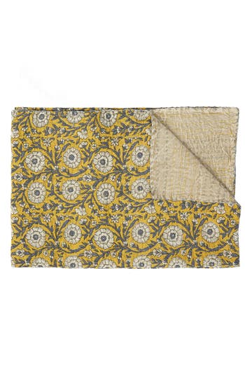 TAJ HOTEL TAJ HOTEL VINTAGE COTTON KANTHA THROW BLANKET