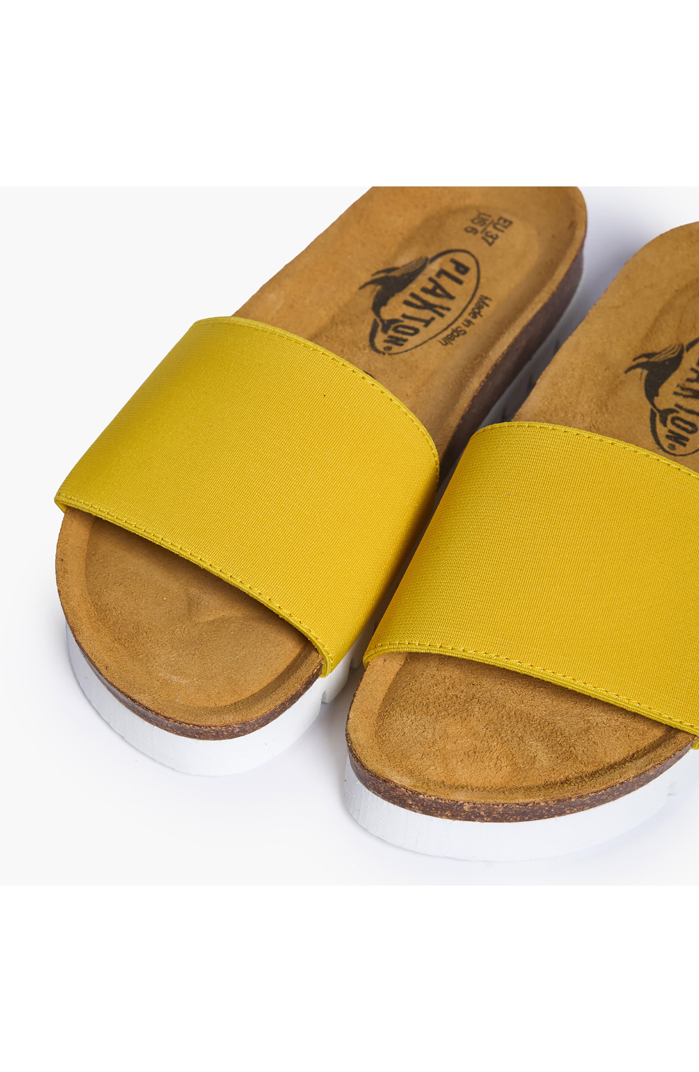 Solid Slide Sandal, Alternate, color, YELLOW ELASTIC