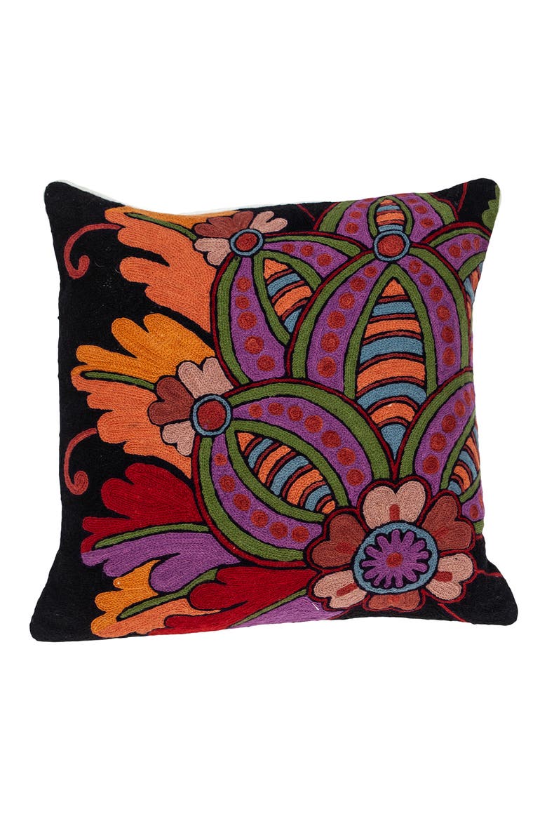 Hand-Embroidered Accent Pillow, Main, color, BLACK