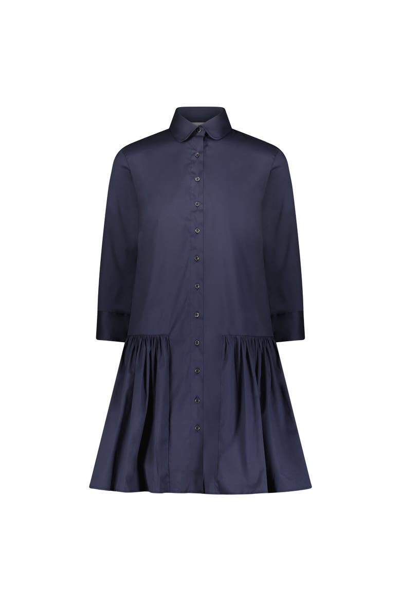 The Long Sleeve Drop Waist Shirt Dress, Main, color, Navy