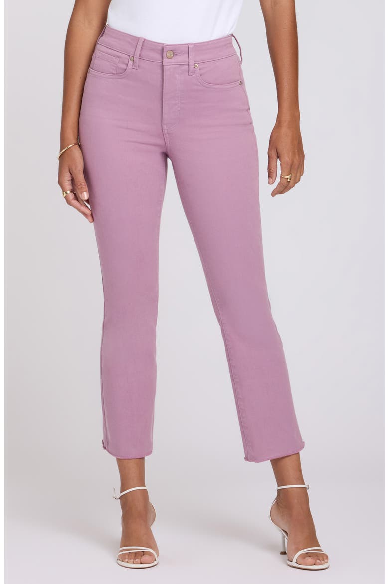 Billie Mini High Waist Fray Hem Ankle Bootcut Jeans, Main, color, DUSKY DAISY