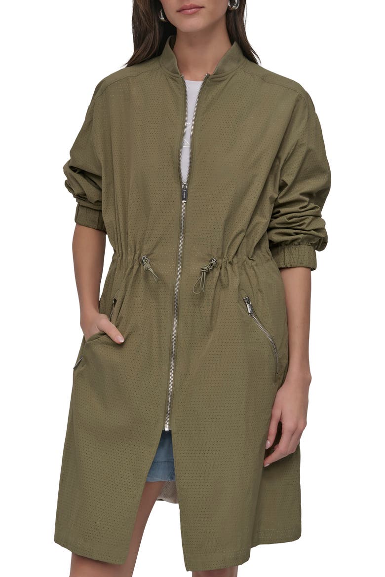 Perforated Longline Jacket, Main, color, UTILITY GREEN