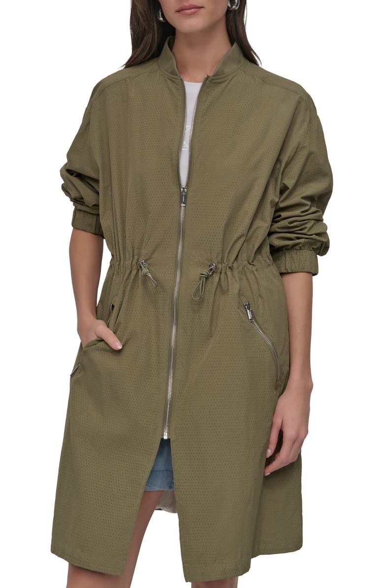 DKNY Perforated Longline Jacket, Main, color, 