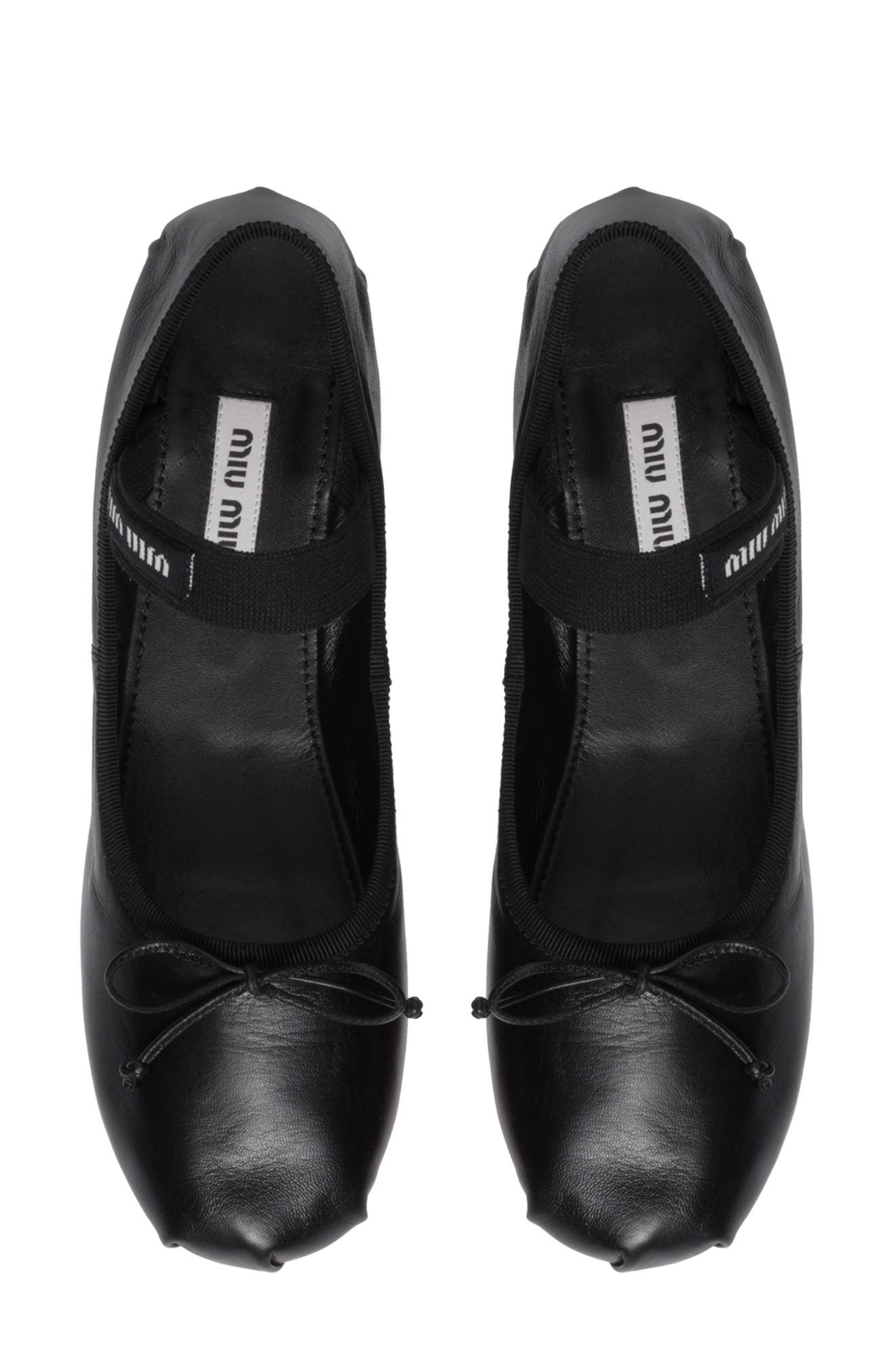 Miu Miu Logo Band Ballet Flat, Alternate, color, 