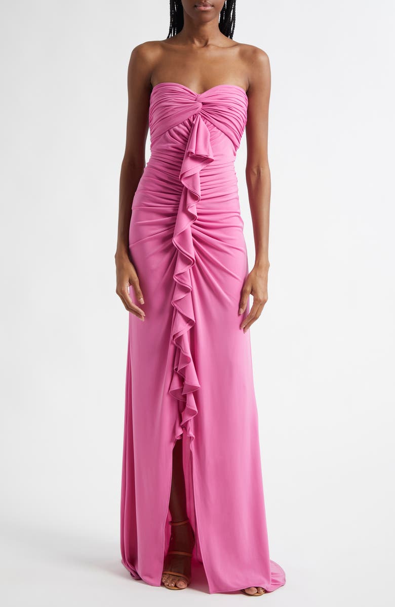 Cinq à Sept Jennette Ruffle Detail Strapless Gown, Main, color, 