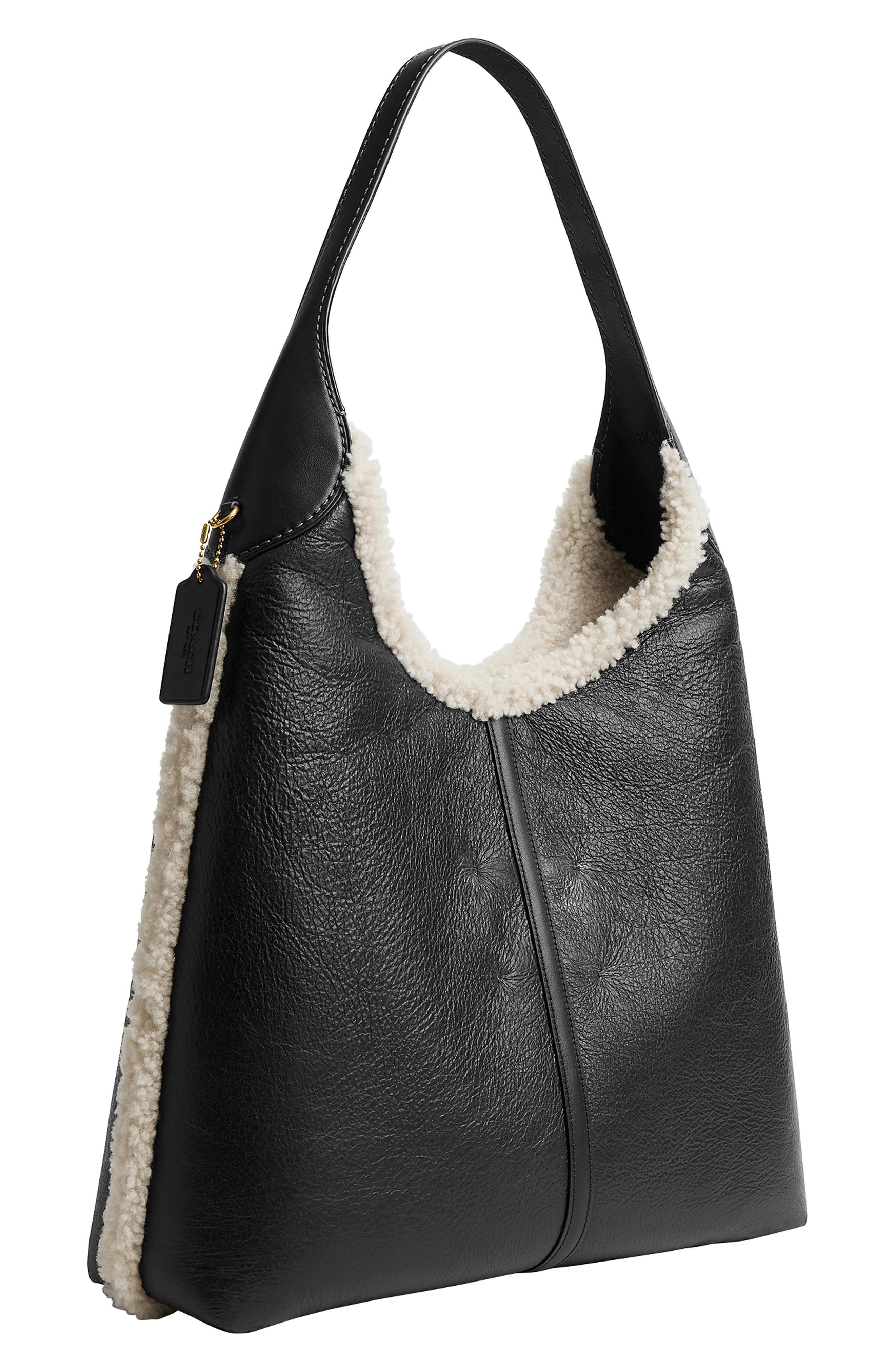 COACH Brooklyn 39 Genuine Shearling Trim Sheepskin Shoulder Bag, Alternate, color, 