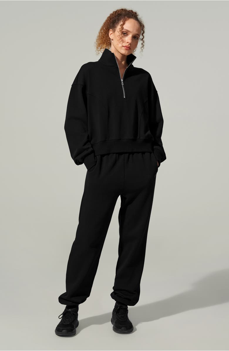 Lilysilk Women's SILKERRY Oversized Heirloom '89 Stand Collar Half-Zip Pullover, Alternate, color, Black