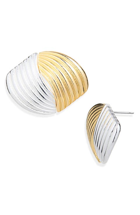 Two-Tone Button Earrings