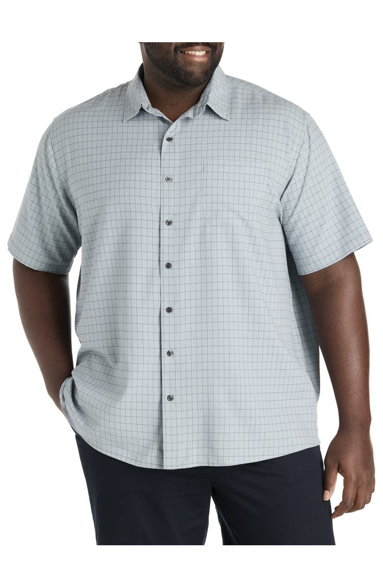 Synrgy by DXL Big & Tall Plaid Microfiber Sport Shirt, Main, color, Blue Black