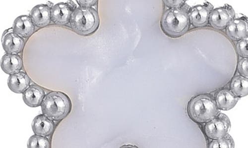 Adornia Clover Stud Earrings In White