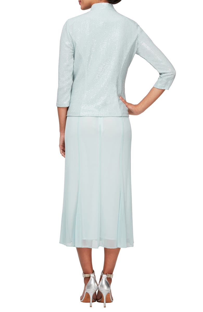 Alex Evenings Sparkle Mock Two-Piece Midi Cocktail Dress with Jacket, Alternate, color, 