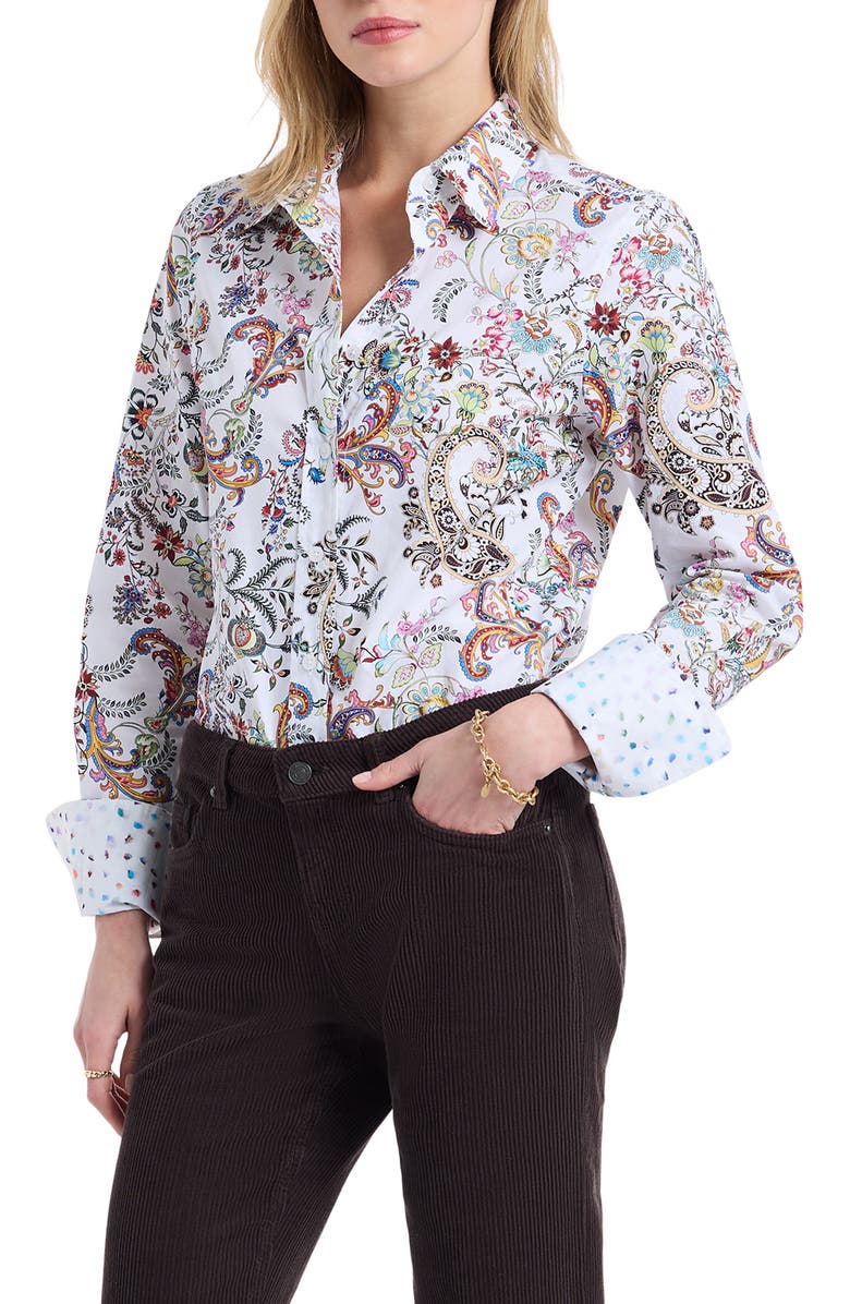 Robert Graham Priscilla Long Sleeve Woven Shirt, Alternate, color, White Multi