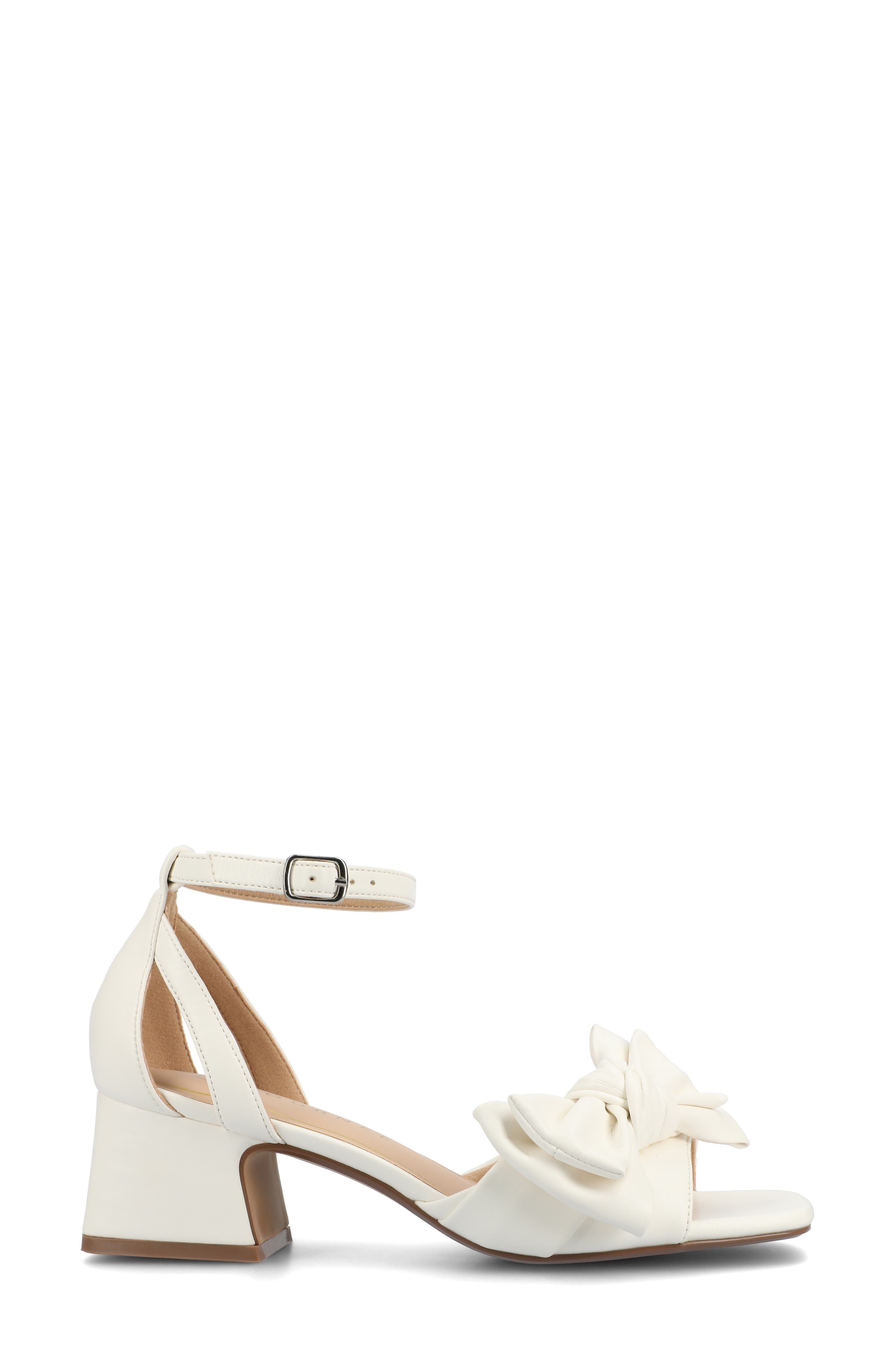 Zevi Bow Block Heel Sandal, Alternate, color, WHITE PU
