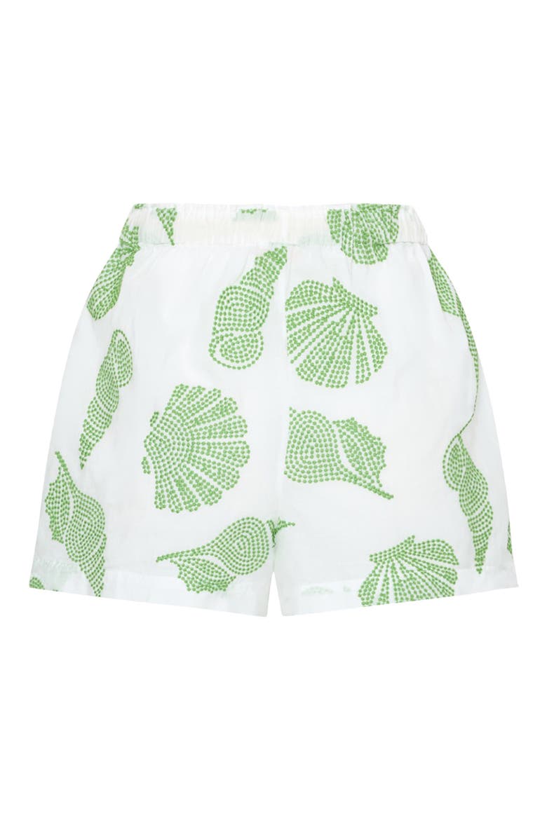 Corried Embroidered Tie Waist Shorts, Alternate, color, WHITE/ GREEN