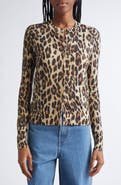 ST. JOHN Loepard Print Wool Cardigan