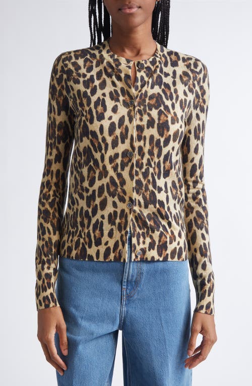 St John St. John Loepard Print Wool Cardigan In Animal Print
