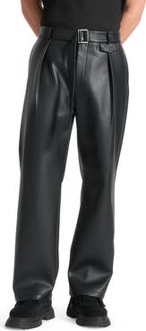 Manière De Voir Serge Relaxed Fit Leather Pleated Trousers
