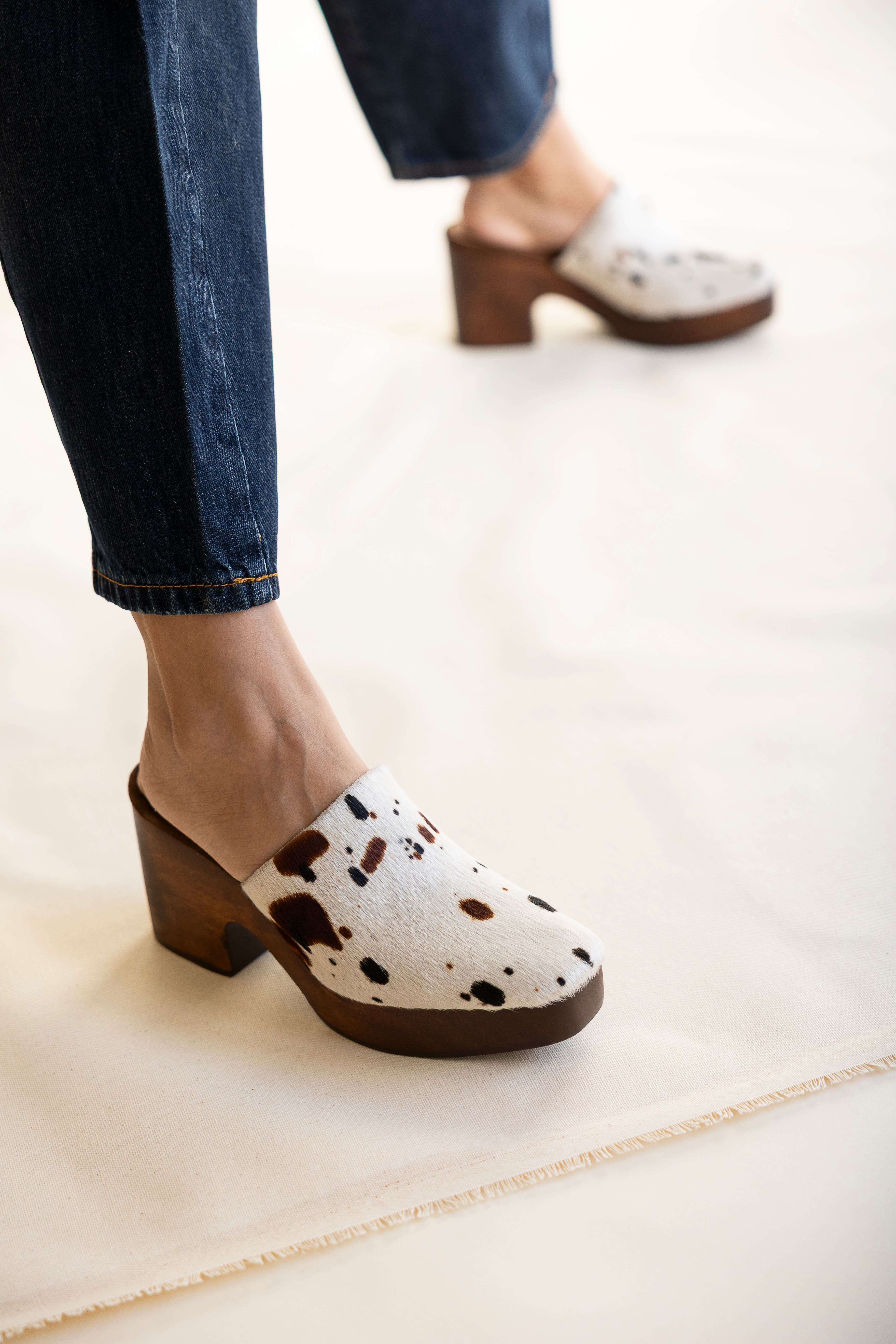 Sidney Genuine Calf Hair Clog Mule, Alternate, color, Splatter Print Calf Hair