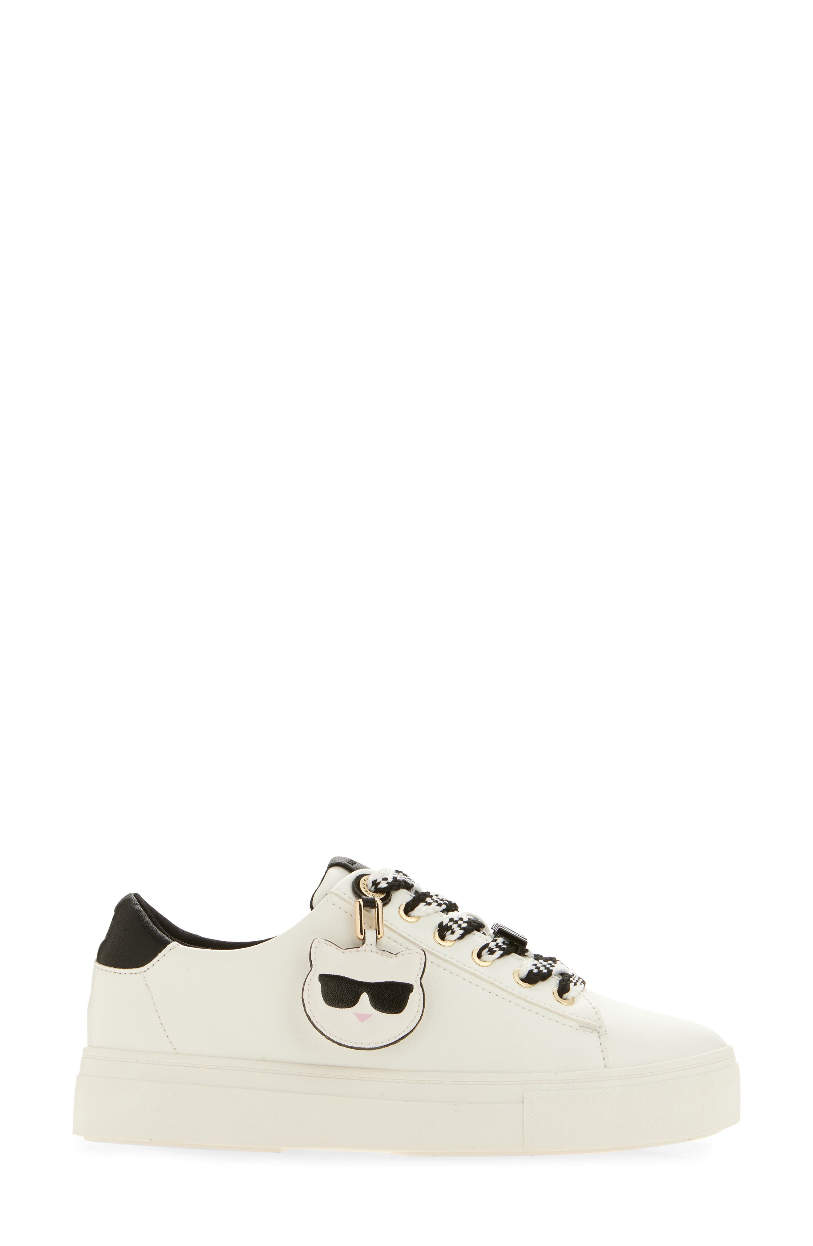 KARL LAGERFELD PARIS Capree Karl Choupette Low Top Sneaker, Alternate, color, Bright White/ Black