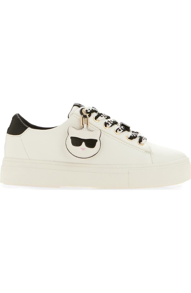 KARL LAGERFELD PARIS Capree Karl Choupette Low Top Sneaker, Alternate, color, Bright White/ Black