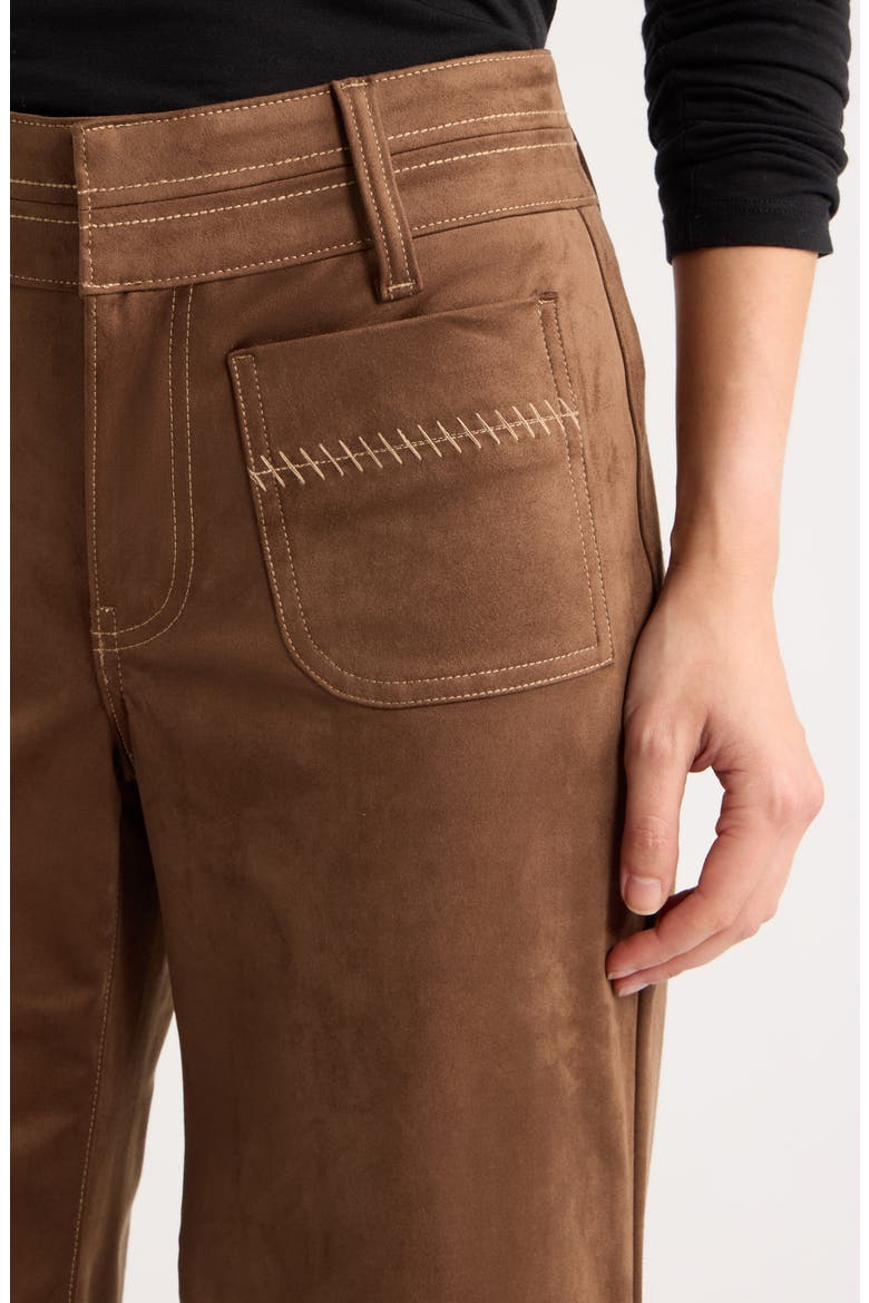 Wide Leg Faux Suede Pants, Alternate, color, BROWN