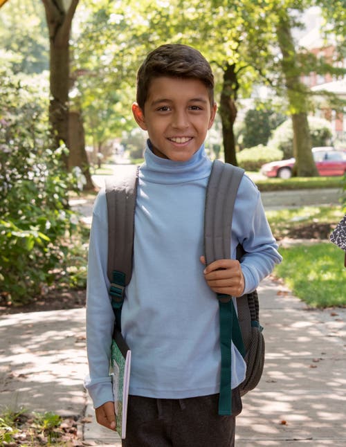 Leveret Kids Turtleneck, 100% Cotton, Solid Colors In Blue