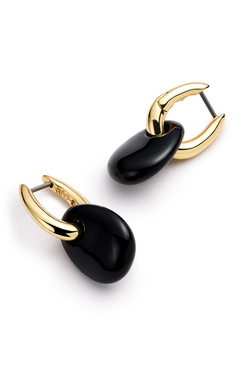 Kayla Clear Drop Hoop Earrings, Alternate, color, GOLD / BLACK