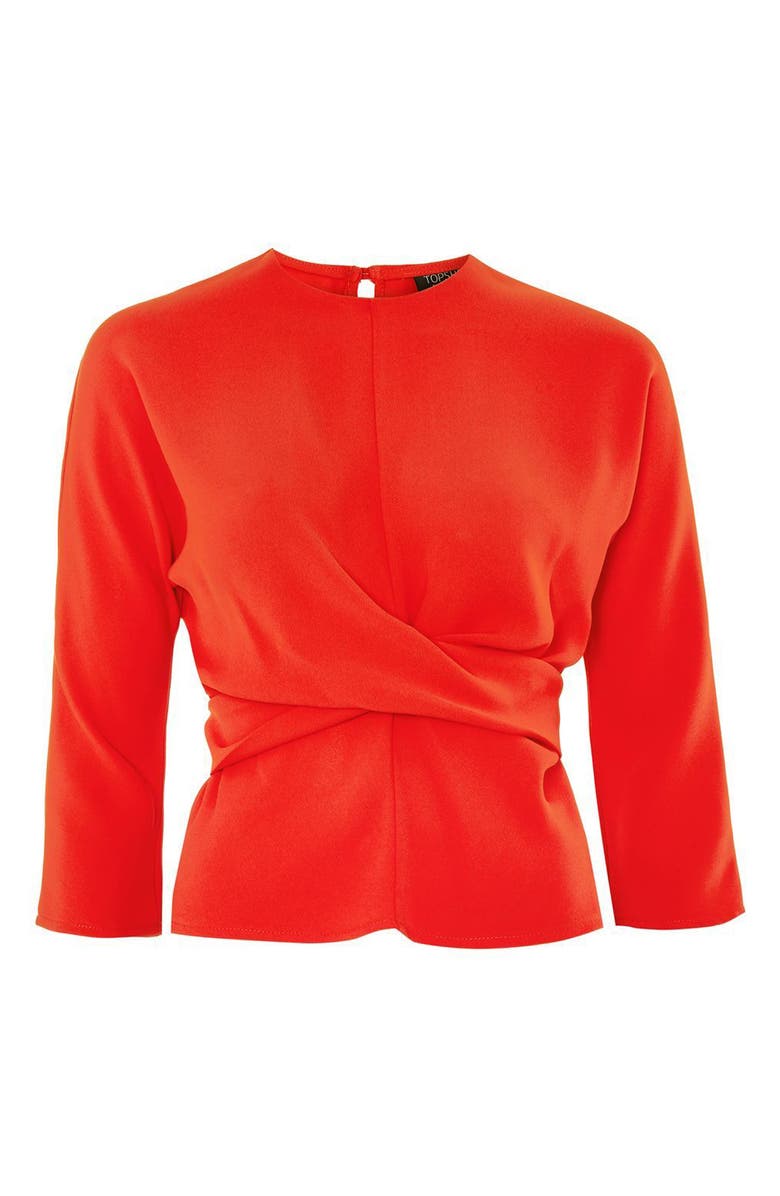 Topshop Wrap Waist Top, Alternate, color,