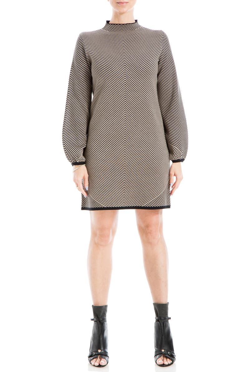 MAX STUDIO Sweater Dress, Alternate, color, Black/ Taupe