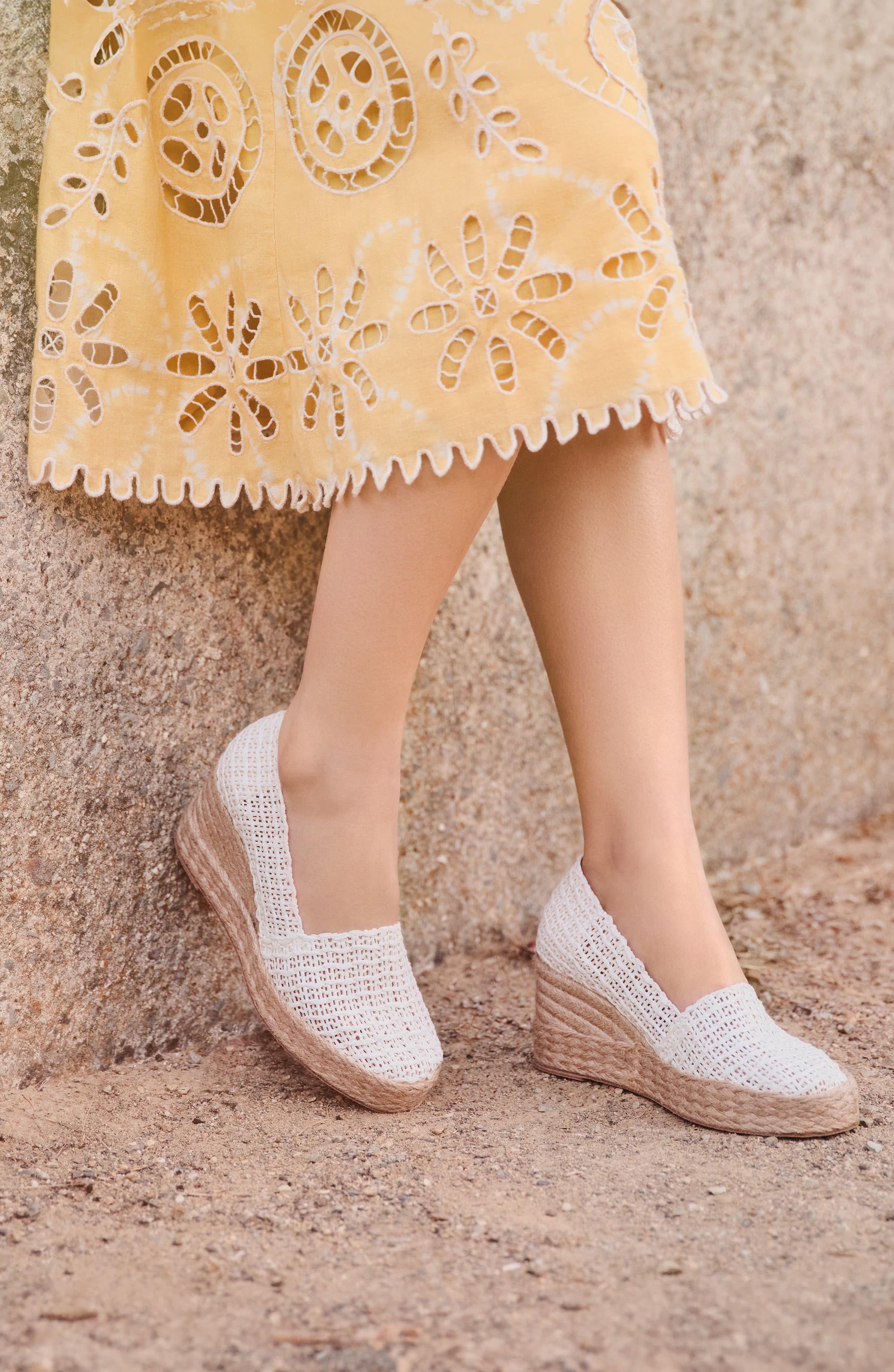André Assous Patti Espadrille Wedge, Alternate, color, White Woven