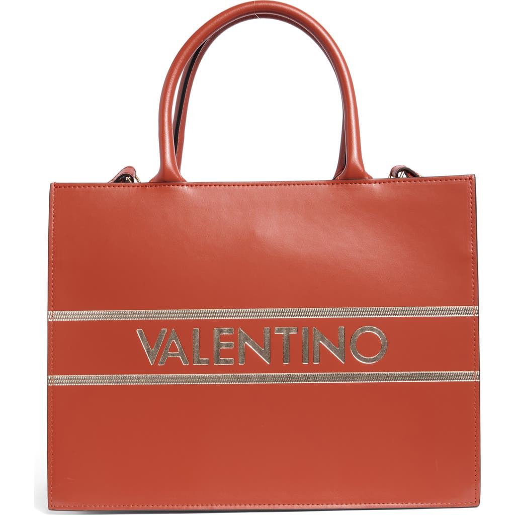 Valentino By Mario Valentino Victoria Gold Leather Tote Bag In Brown